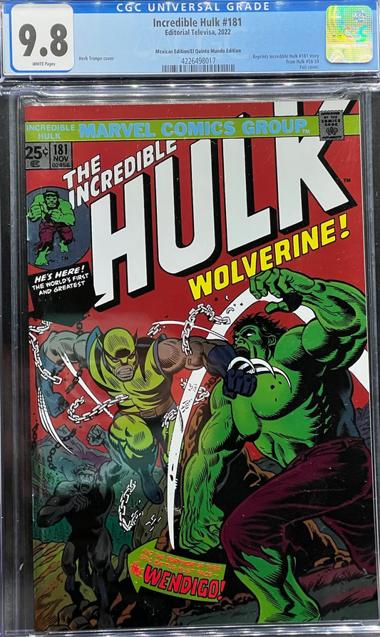 Incredible Hulk #181 Mexican El Quinto Mundo Edition CGC 9.8 Blue Label