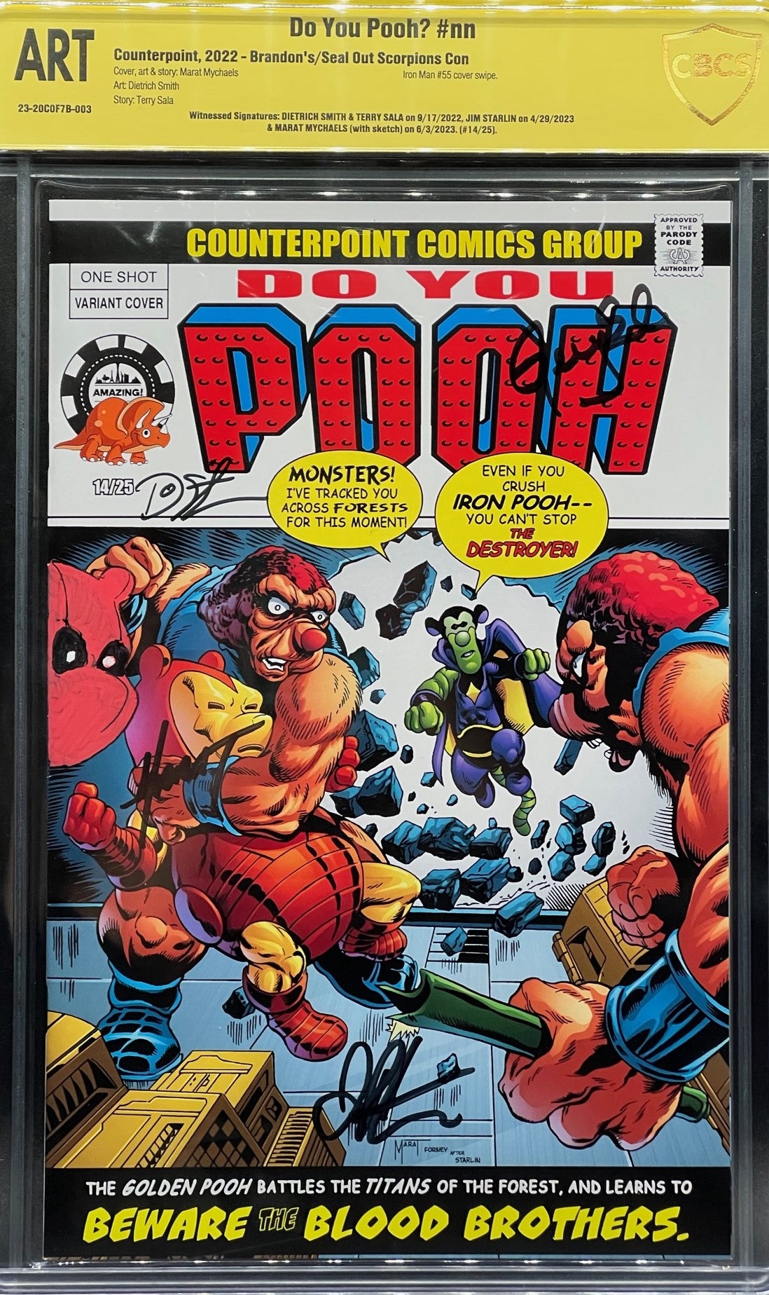 Do You Pooh? #nn Brandon's/Seal Out Scorpions Con CBCS ART Grade Yellow Label ~ QUADRUPLE SIGNED!