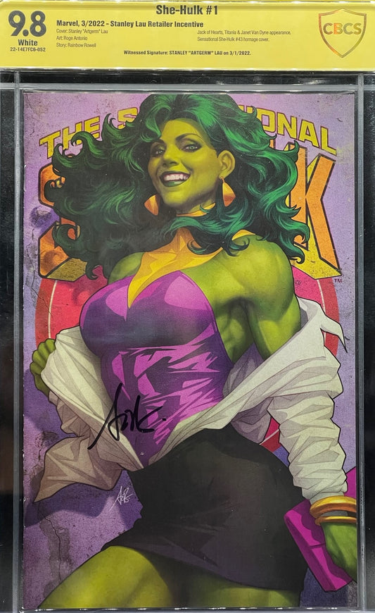She-Hulk #1 Stanley Lau Retailer Incentive CBCS 9.8 Yellow Label