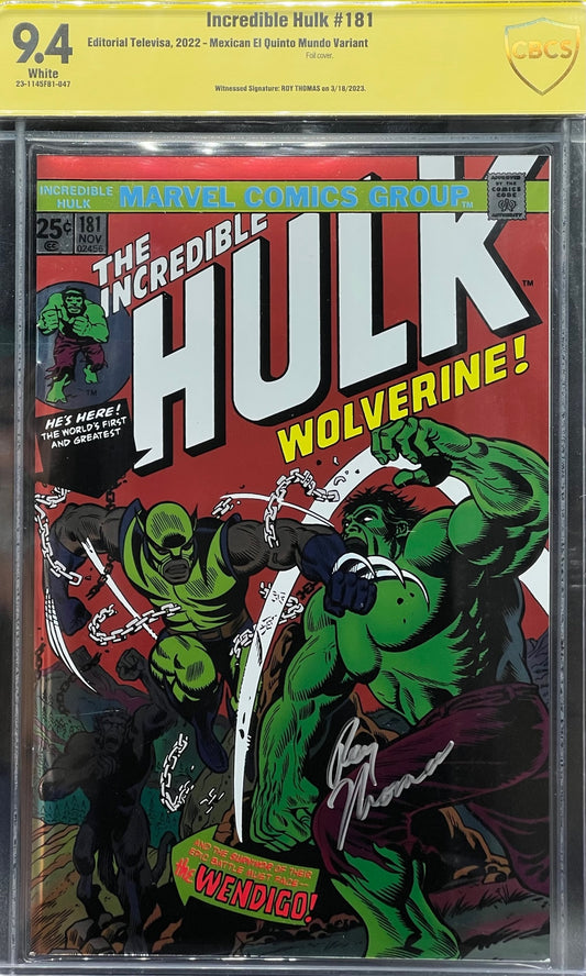 Incredible Hulk #181 Mexican El Quinto Mundo Variant CBCS 9.4 Yellow Label Roy Thomas