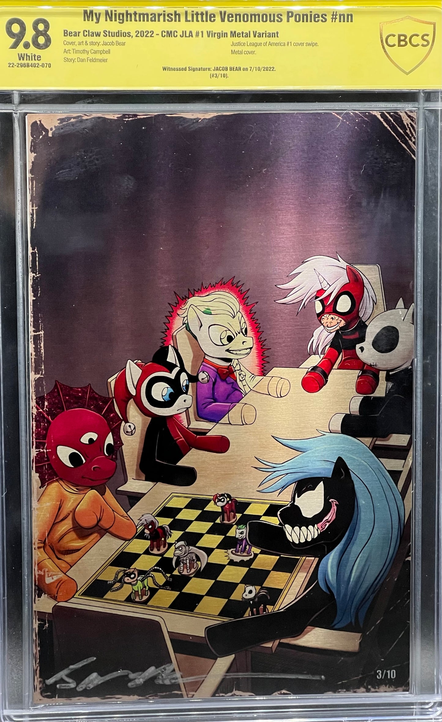 My Nightmarish Little Venomous Ponies #nn CMC JLA #1 Virgin Metal Variant CBCS 9.8 Yellow Label Jacob Bear