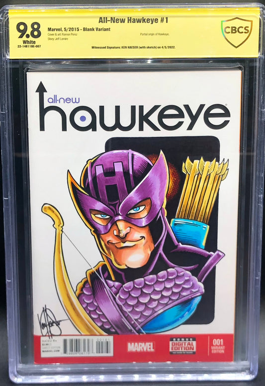 All-New Hawkeye #1 Sketch Cover CBCS 9.8 Yellow Label Ken Haeser