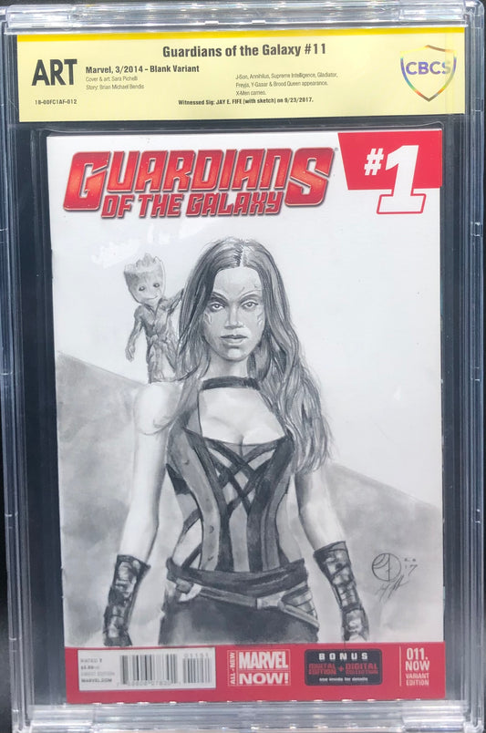 Guardians of the Galaxy #11 Wrap-around Sketch Cover CBCS ART Grade Yellow Label Jay Fife