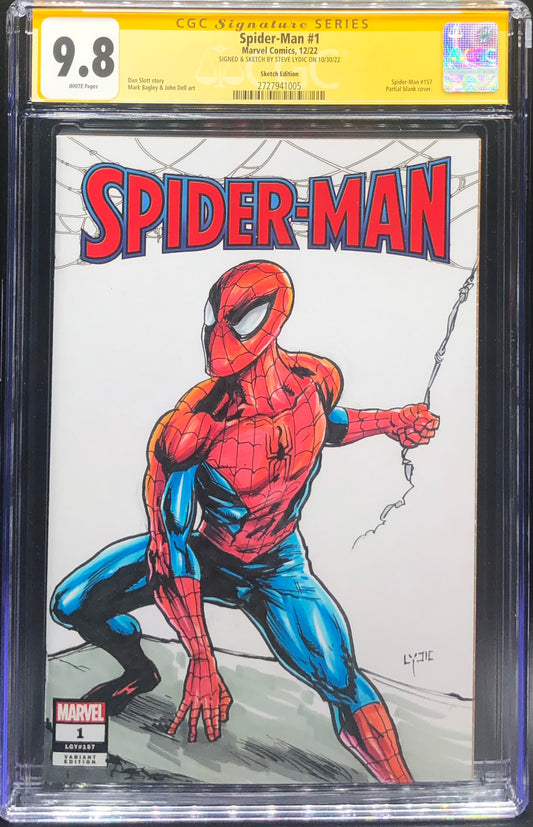 Spider-Man #1 Sketch Cover CGC Signature Series 9.8 Yellow Label Steve Lydic