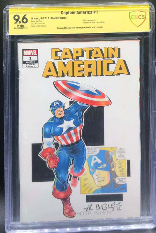 Captain America #1 Sketch Cover CBCS 9.6 Yellow Label Al Bigley