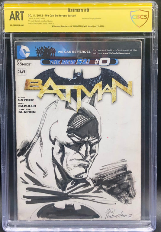 Batman #0 We Can Be Heroes Sketch Cover CBCS ART Grade Yellow Label Joe Rubinstein