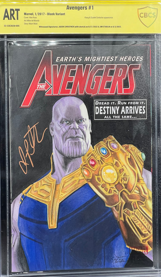 Avengers #1 Jason Christner Sketch Cover CBCS ART Grade ~ DUAL SIGNED!