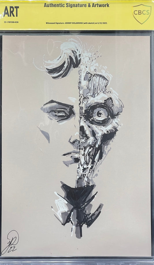 Authentic Signature & Artwork Two Face Sketch by JOHNNY DESJARDINS CBCS ART Grade