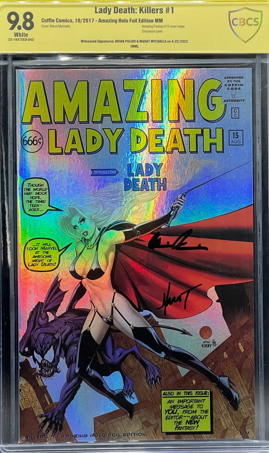 Lady Death: Killers #1 Amazing Holo Foil Edition MM CBCS 9.8 Yellow Label Brian Pulido & Marat Mychaels