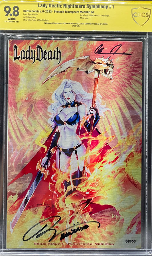 Lady Death: Nightmare Symphony #1 Phoenix Triumphant Metallic Ed. CBCS 9.8 Yellow Label Kincaid & Pulido