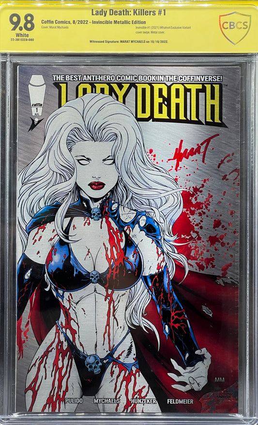 Lady Death: Killers #1 Invincible Metallic Edition CBCS 9.8 Yellow Label Marat Mychaels