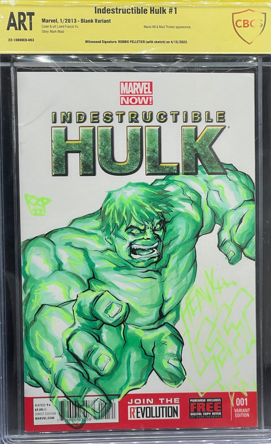 Indestructible Hulk #1 Robert Pelletier Sketch Cover CBCS ART Grade