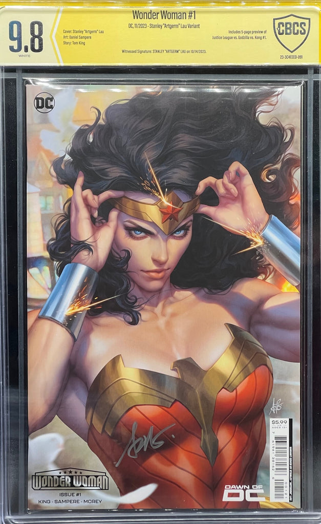 Wonder Woman 1 Stanley Artgerm Lau Variant Cbcs 9 8 Yellow Label