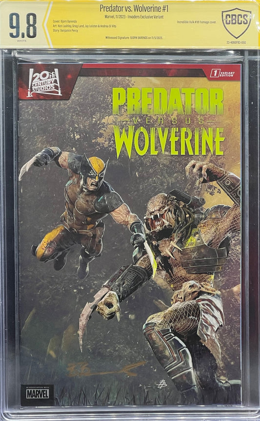 Predator vs. Wolverine #1 Invaders Exclusive Variant CBCS 9.8 Yellow Label Bjorn Barends
