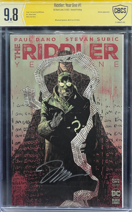 Riddler: Year One #1 Second Printing CBCS 9.8 Yellow Label Jim Lee