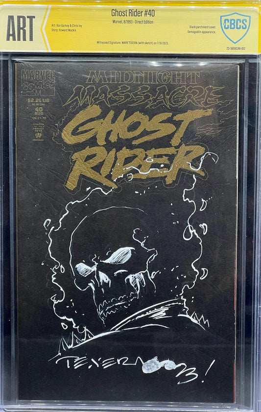 Ghost Rider #40 (1993) Sketch Cover CBCS ART Grade Mark Texeira
