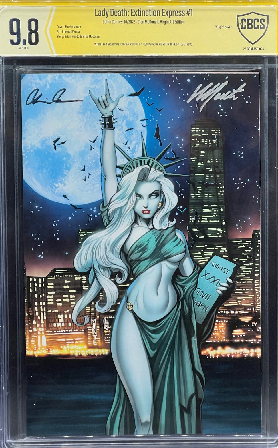 Lady Death: Extinction Express #1 Clan McDonald Virgin Art Edition CBCS 9.8 Yellow Label ~ DUAL SIGNED!