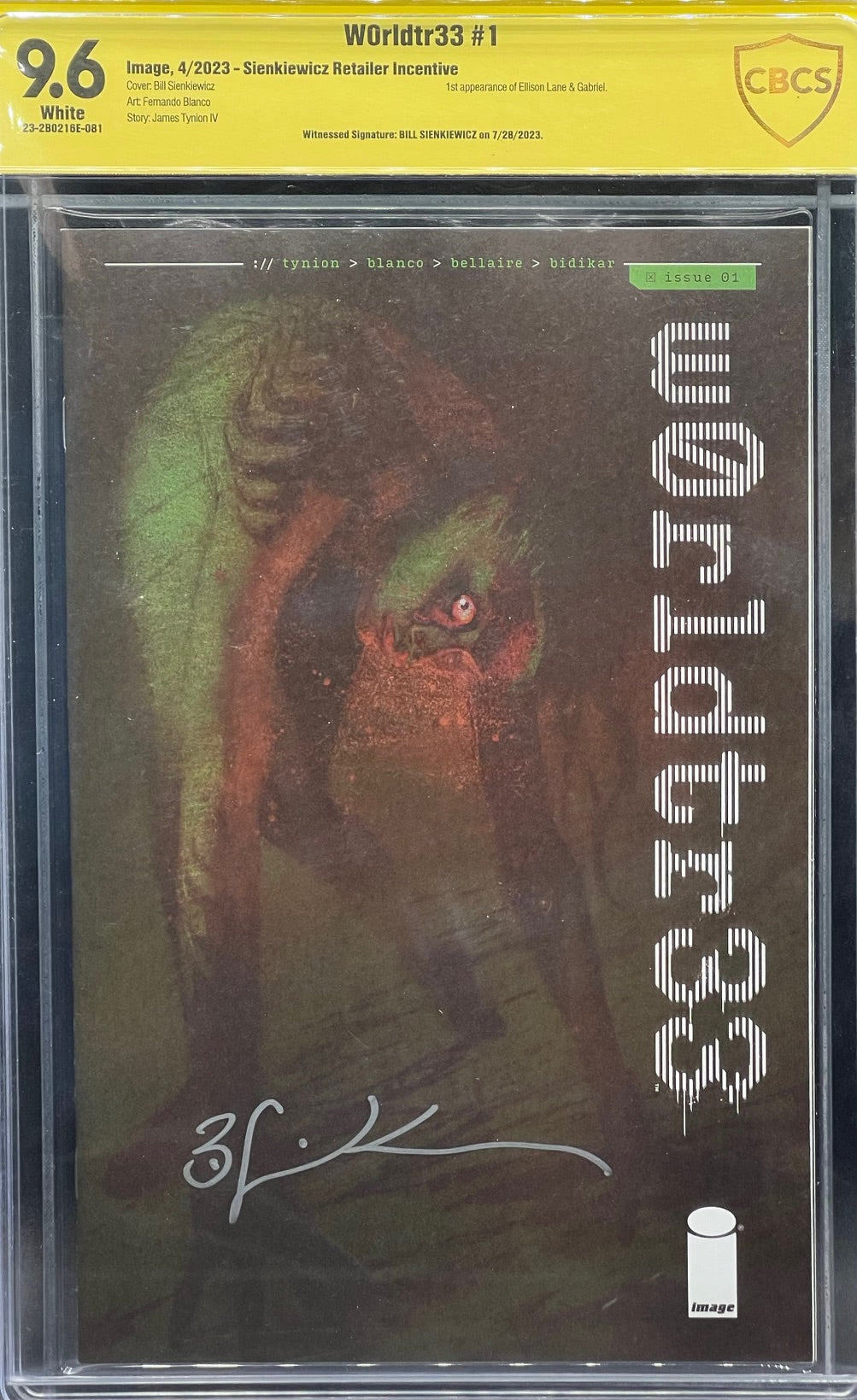 W0rldtr33 #1 Sienkiewicz Retailer Incentive CBCS 9.6 Yellow Label