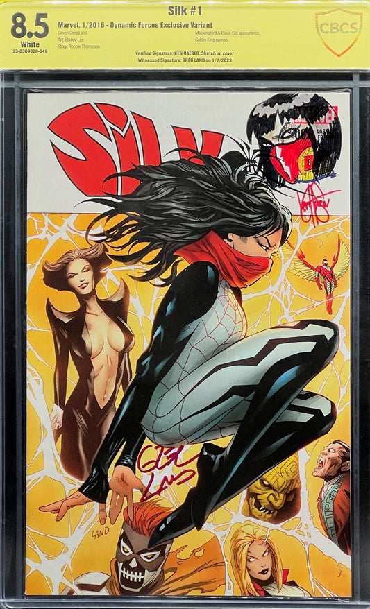 Silk #1 Dynamic Forces Exclusive Variant CBCS 8.5 Yellow Label ~ DUAL SIGNED & REMARKED!