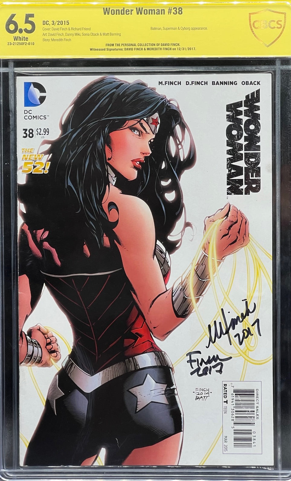 Wonder Woman #38 CBCS 6.5 Yellow Label David Finch's PERSONAL COLLECTION