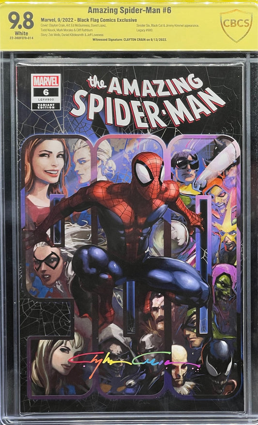 Amazing Spider-Man #6 Black Flag Comics Exclusive CBCS 9.8 Yellow Label Clayton Crain