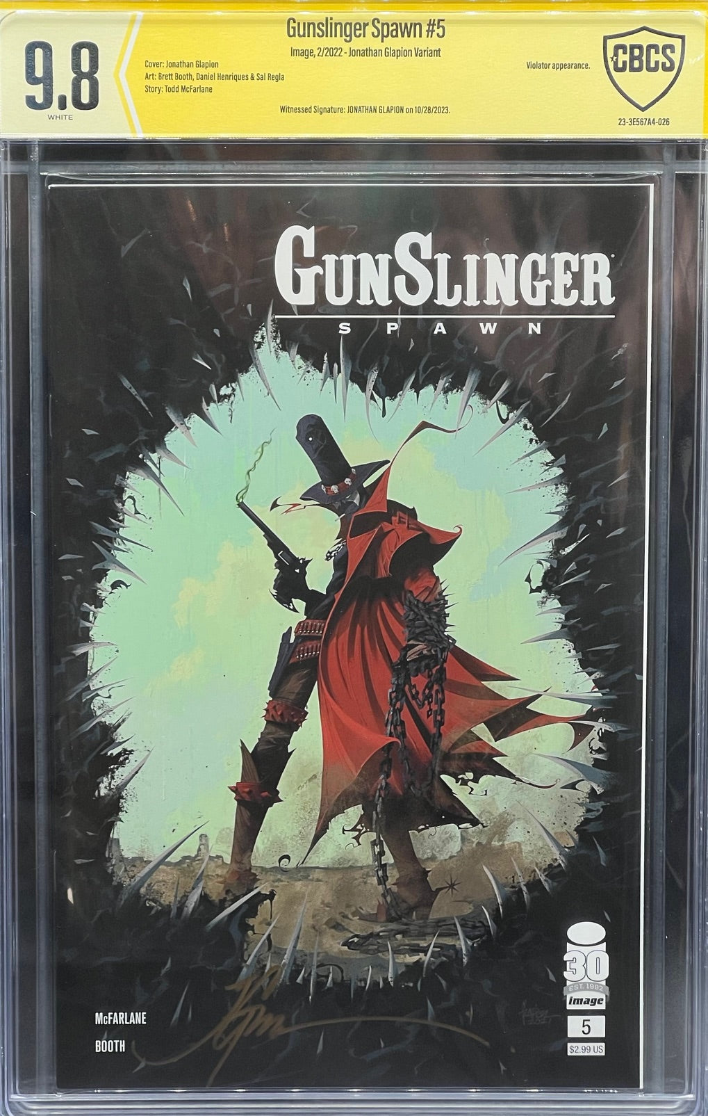 Gunslinger Spawn #5 Jonathan Glapion Variant CBCS 9.8 Yellow Label