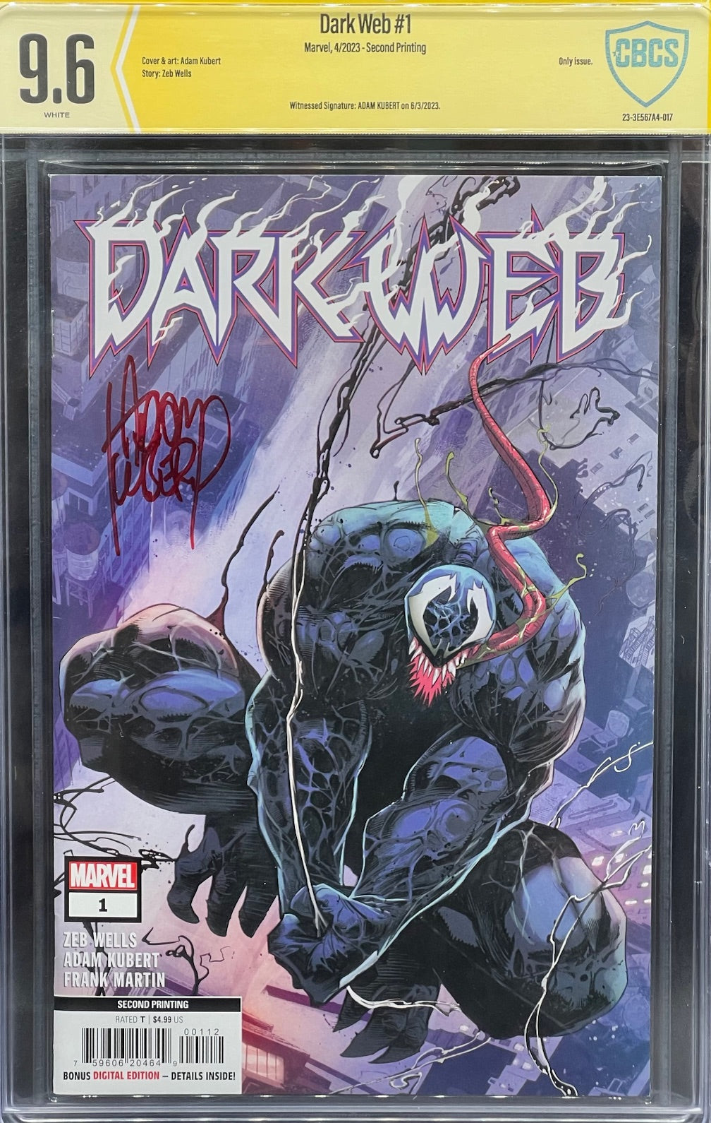 Dark Web #1 Second Printing CBCS 9.6 Yellow Label Adam Kubert