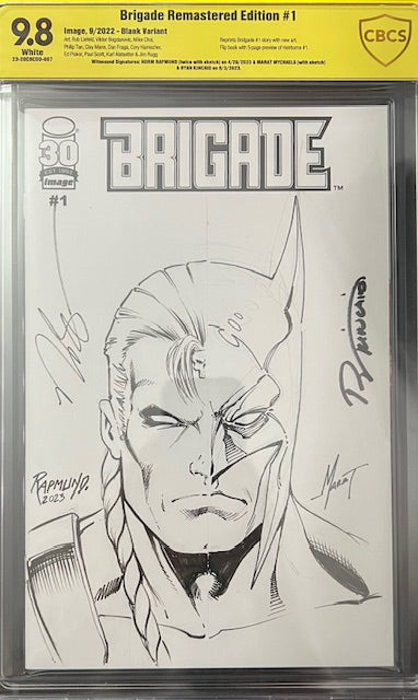 Brigade Remastered Edition #1 50/50 Sketch Cover Marat Mychaels & Norm Rapmund CBCS 9.8 Yellow Label