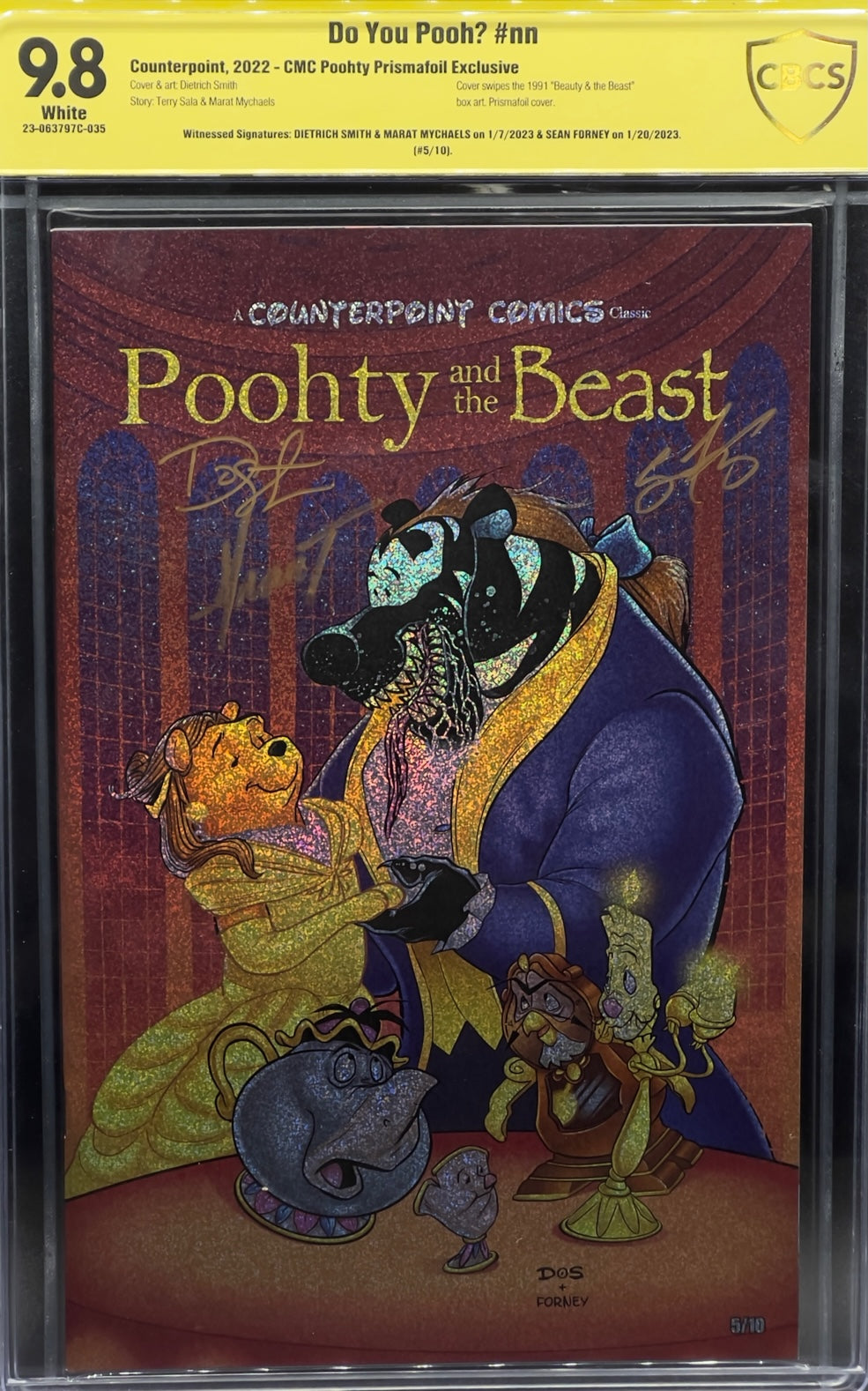 Do You Pooh? #nn CMC Poohty Prismafoil Exclusive (#1/10) CBCS 9.8 Yellow Label ~ Triple Signed!