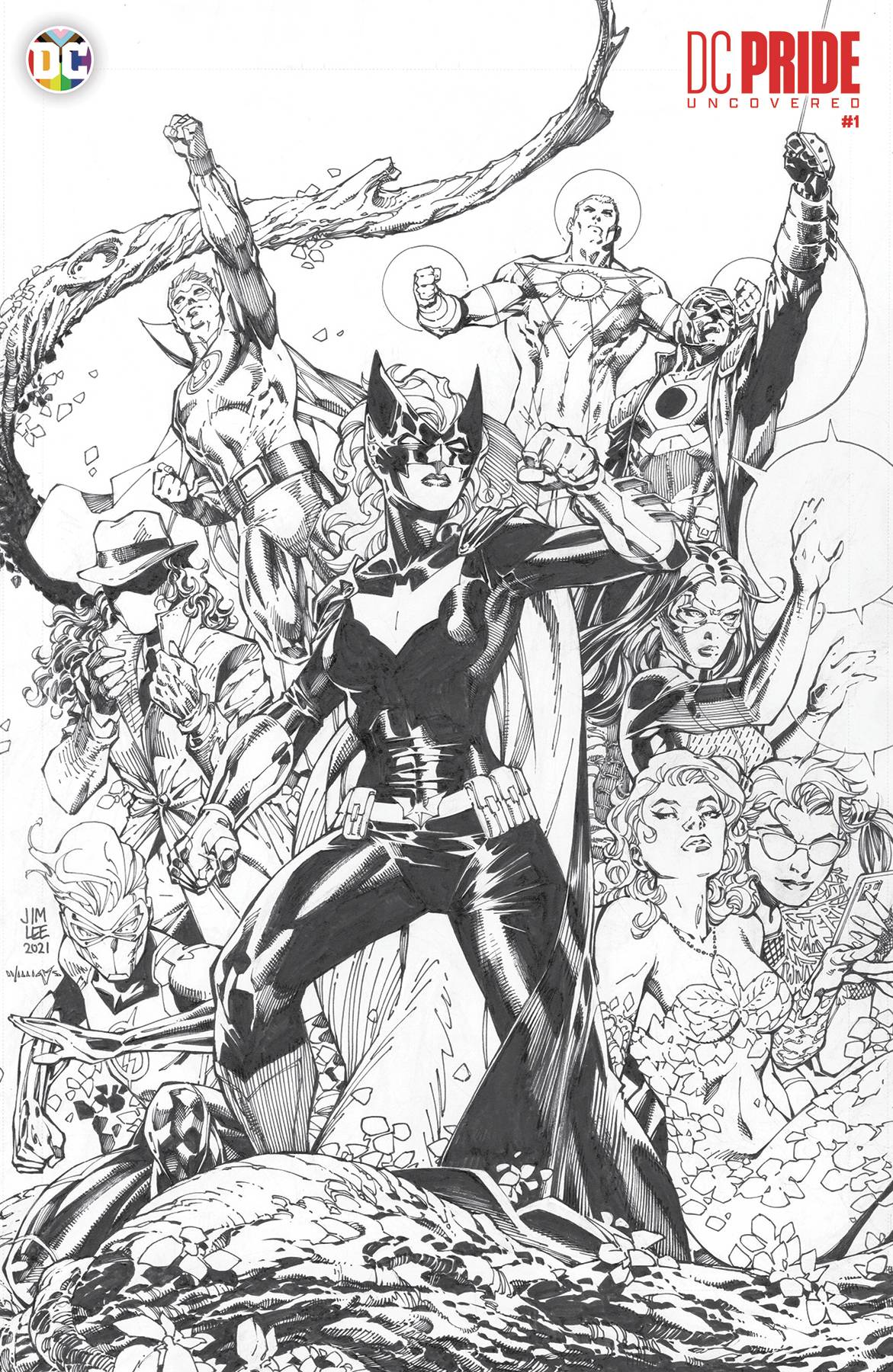 DC PRIDE UNCOVERED #1 (OS) CVR F INC 1:50 JIM LEE B&W VAR