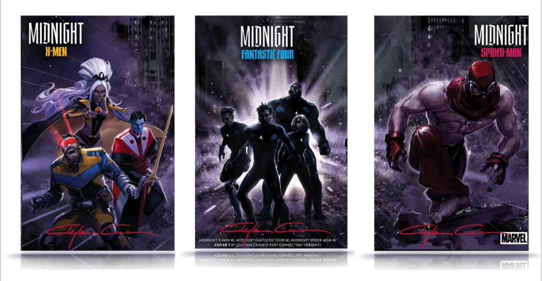 ULTIMATE PREORDER:  Midnight X-Men, FF,  Spider-Man Connecting Trade Dress Variant Set Signature w/COA