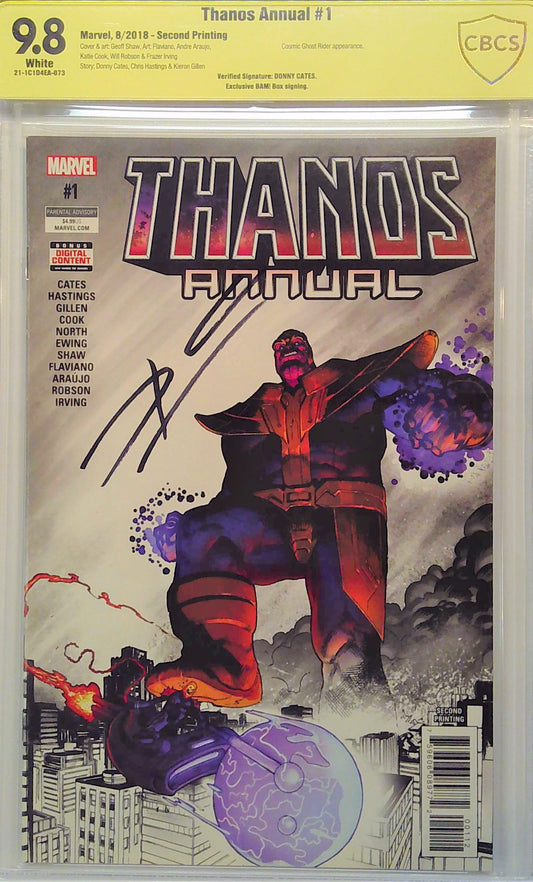 Thanos Annual #1 Second Printing CBCS 9.8 Yellow Label Marvel Comics Donny Cates Signature