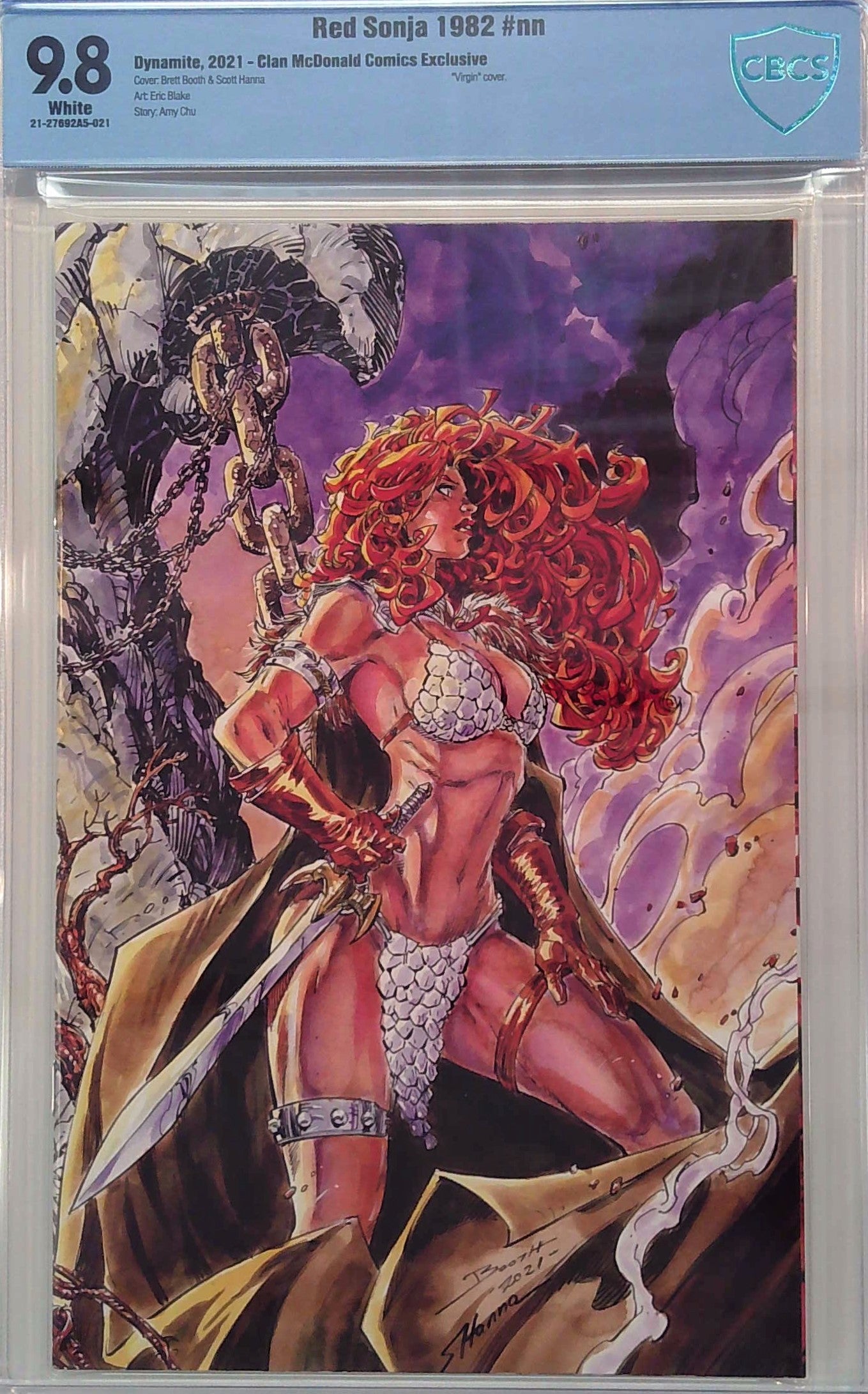 Red Sonja 1982 #nn CBCS 9.8 Blue Label Dynamite, 2021 Clan McDonald Comics Exclusive Virgin Cover Brett Booth & Scott Hanna