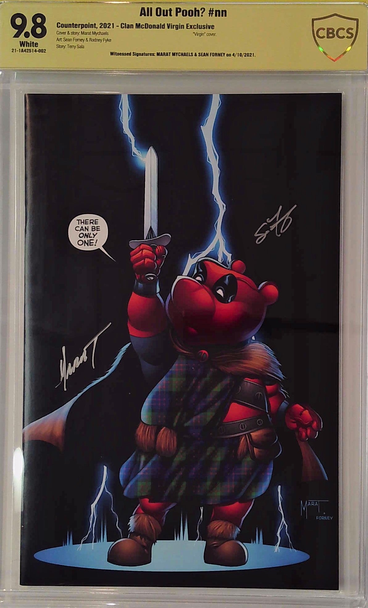 All Out Pooh #nn Clan McDonald Virgin Exclusive CBCS 9.8 Yellow Label Marat Mychaels & Sean Forney Signature