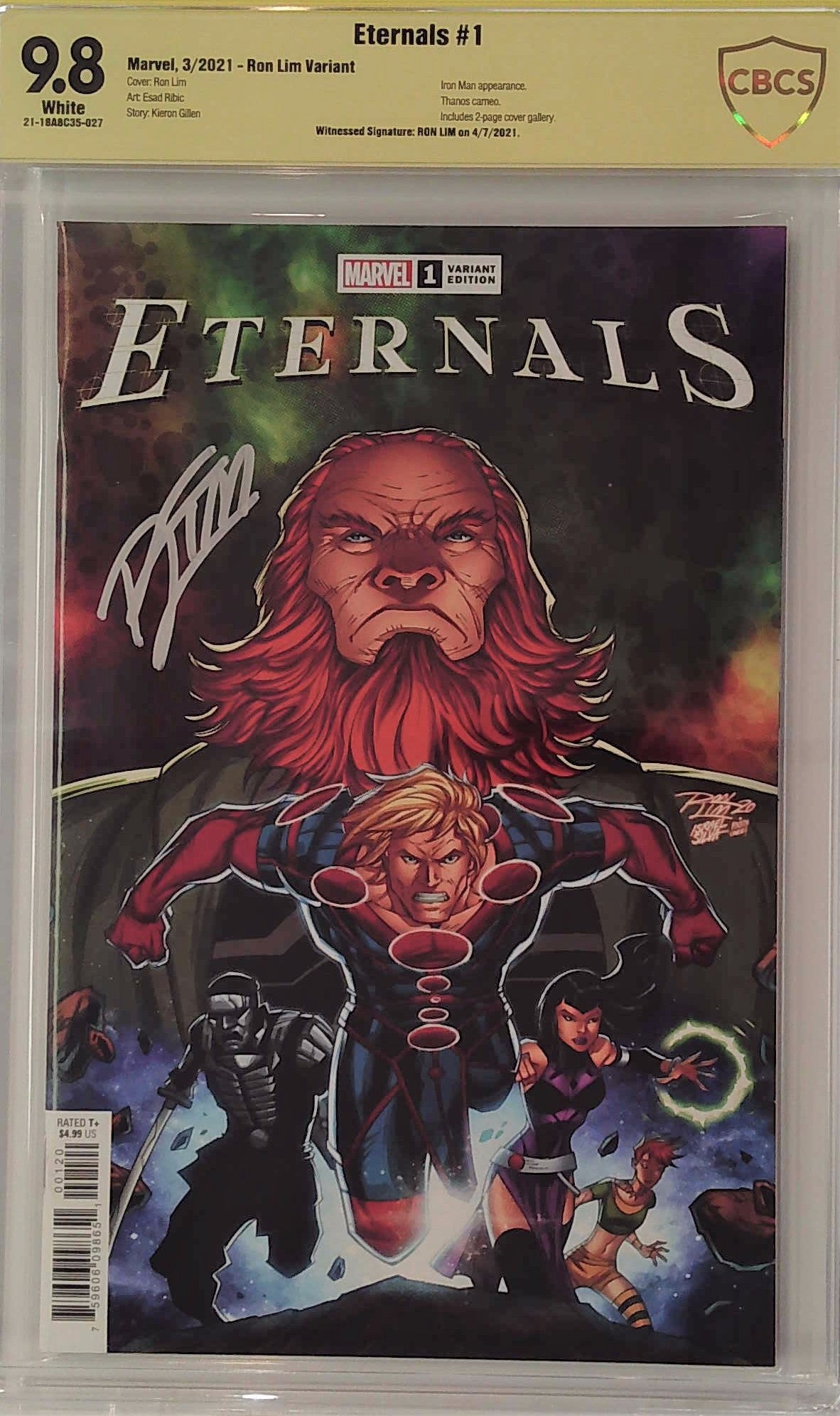Eternals #1 Ron Lim Variant CBCS 9.8 Yellow Label Ron Lim Marvel Comics