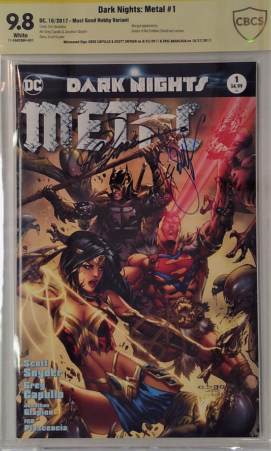 Dark Nights: Metal #1 Most Good Hobby Variant CBCS 9.8 Yellow Label ~ Triple Signed!
