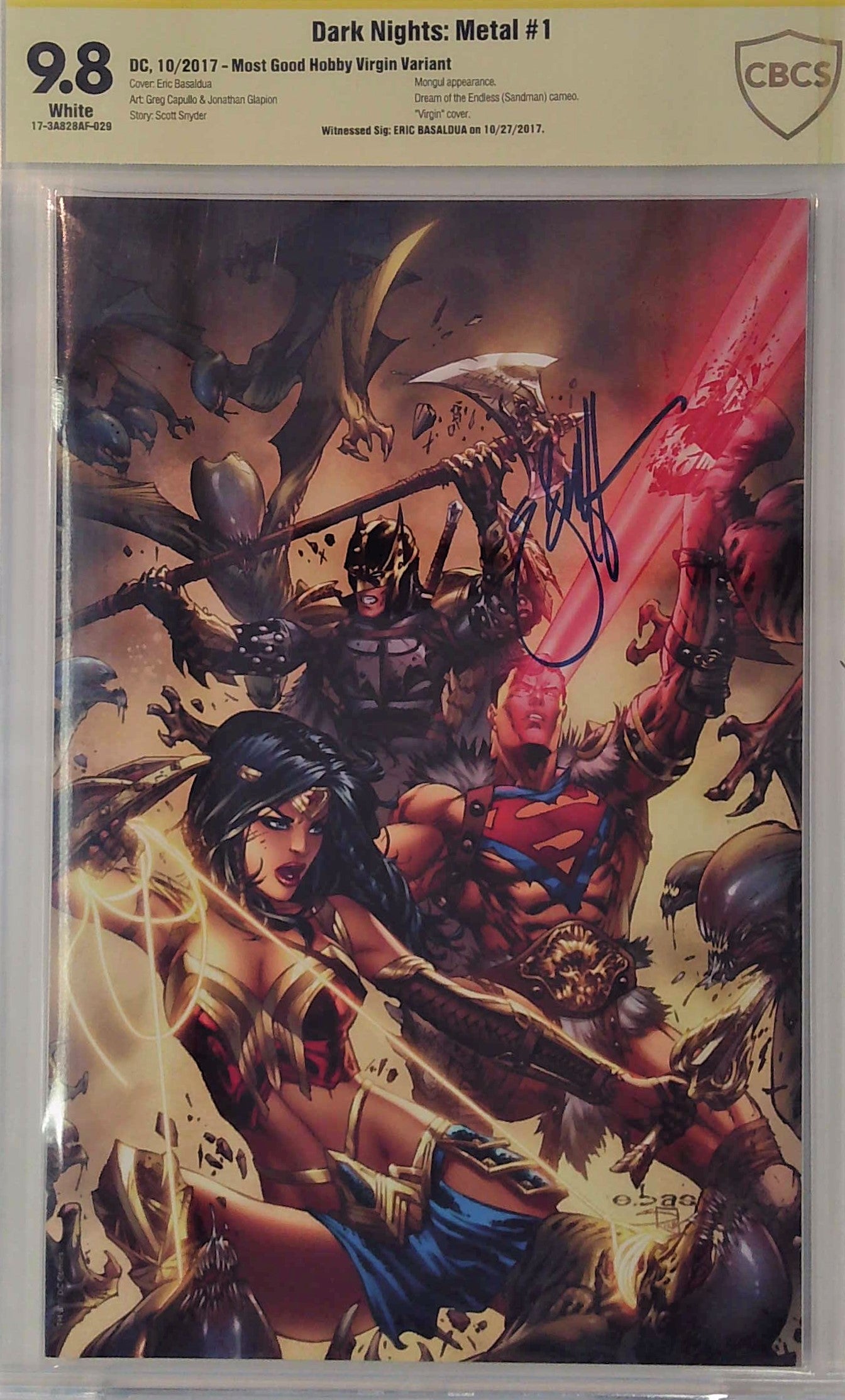 Dark Nights: Metal #1 Most Good Hobby Virgin Variant CBCS 9.8 Yellow Label Eric Basaldua