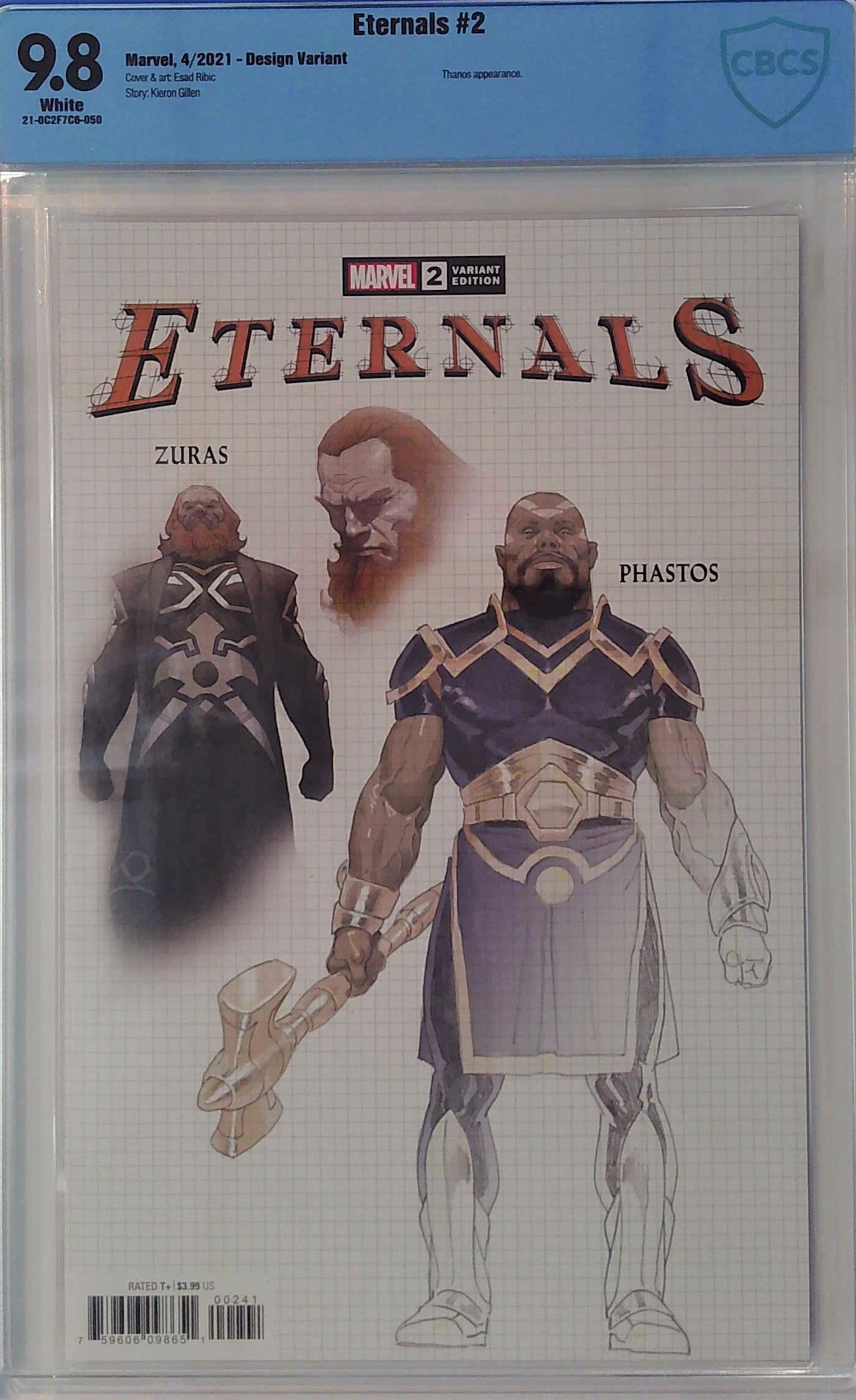 Eternals #2 Design Variant CBCS 9.8 Blue Label Marvel Comics