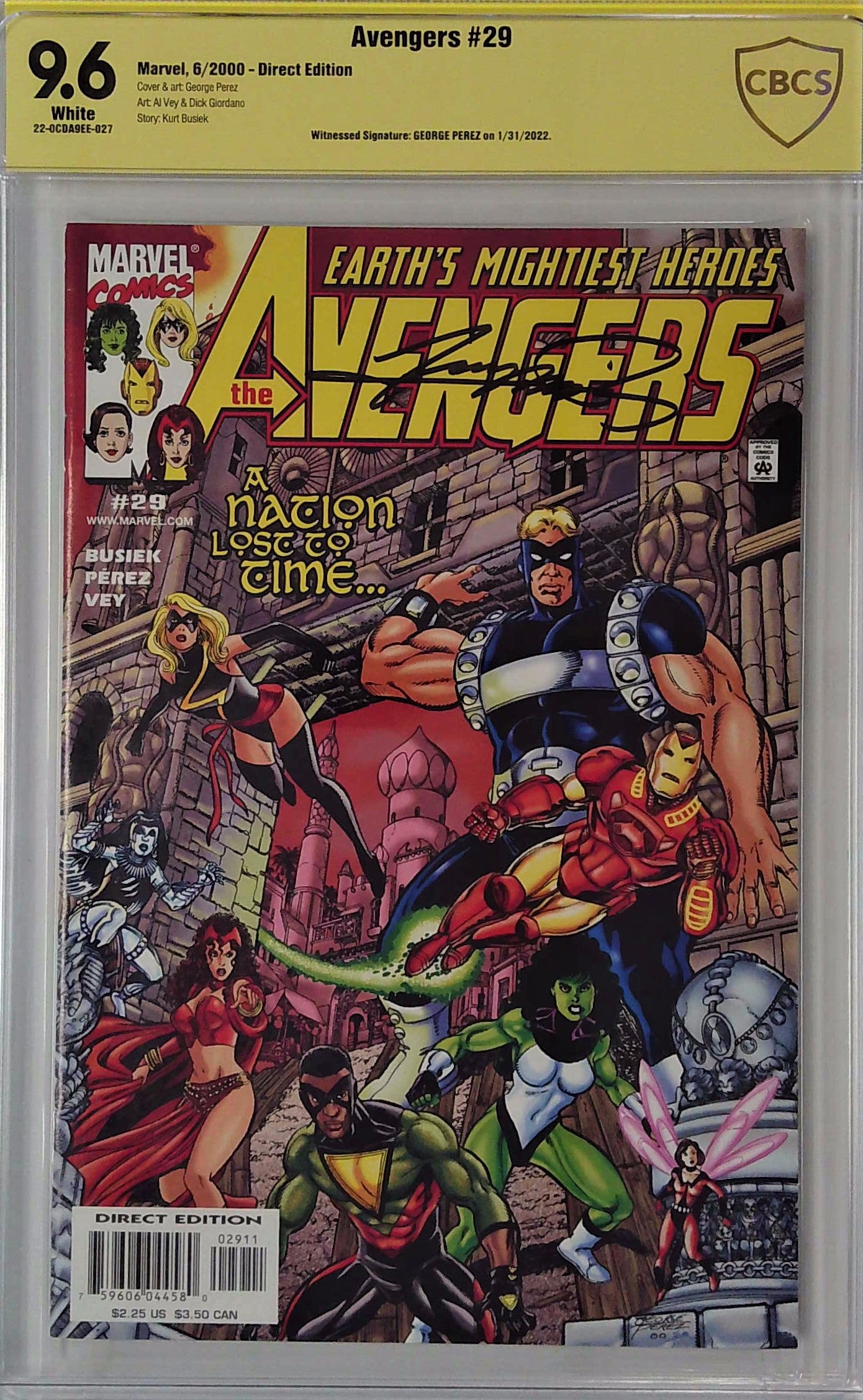 Avengers #29 Direct Edition CBCS 9.6 Yellow Label George Perez