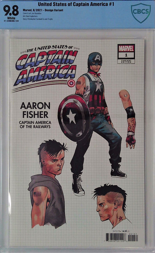 United States of Captain America #1 Design Variant CBCS 9.8 Blue Label