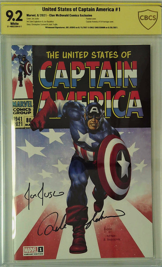 United States of Captain America #1 Clan McDonald Comics Exclusive CBCS 9.2 Yellow Label Jusko & Eaglesham