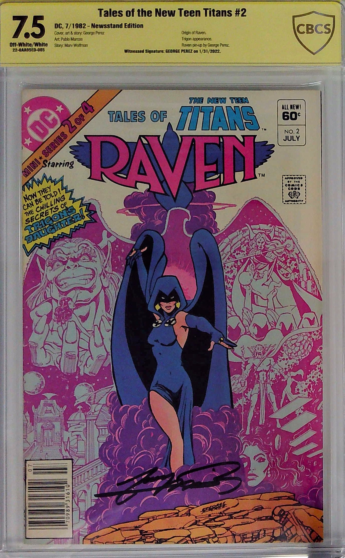Tales of the New Teen Titans #2 Newsstand Edition CBCS 7.5 Yellow Label George Perez