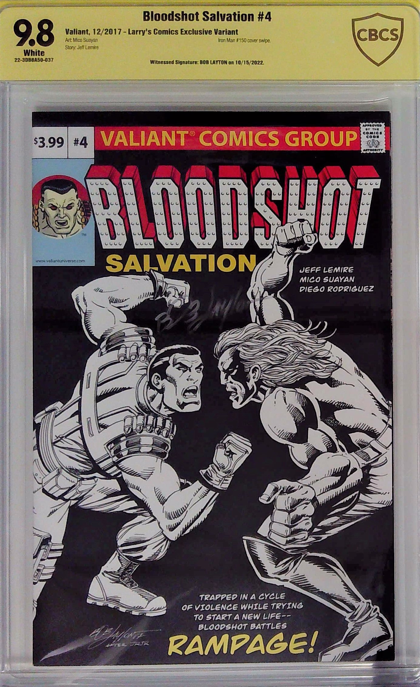 Bloodshot Salvation #4 Larry's Comics Exclusive Variant CBCS 9.8 Yellow Label Bob Layton