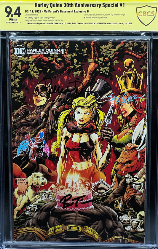 Harley Quinn 30th Anniversary Special #1 My Parent's Basement Exclusive CBCS 9.4 Yellow Label ~ Triple Signed!