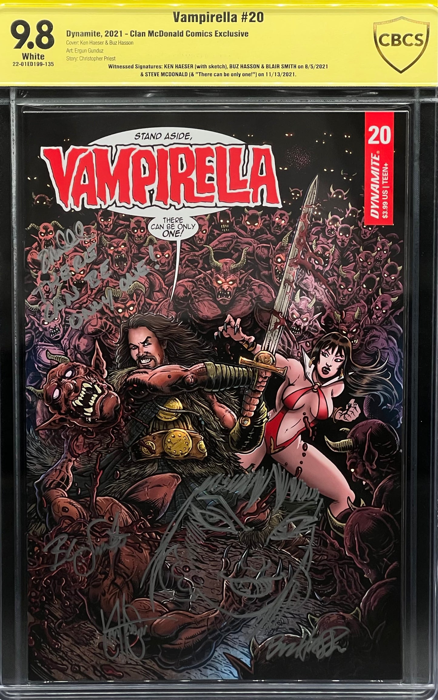 Vampirella #20 Clan McDonald Comics Exclusive CBCS 9.8 Yellow Label ~ Remarked!