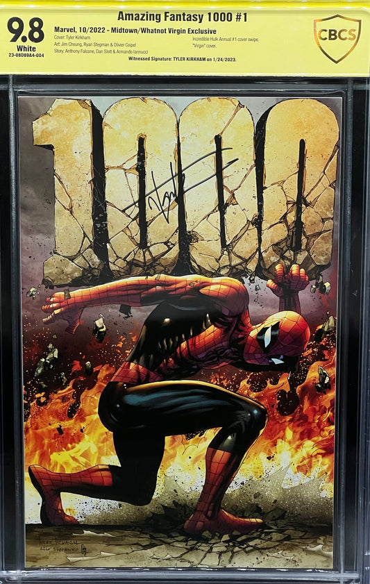 Amazing Fantasy 1000 #1 Midtown/Whatnot Virgin Exclusive CBCS 9.8 Yellow Label Tyler Kirkham