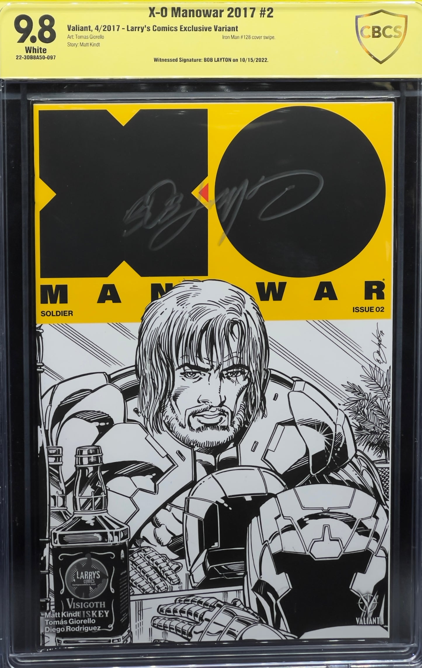 X-O Manowar 2017 #2 Larry's Comic Exclusive Variant CBCS 9.8 Yellow Label Bob Layton