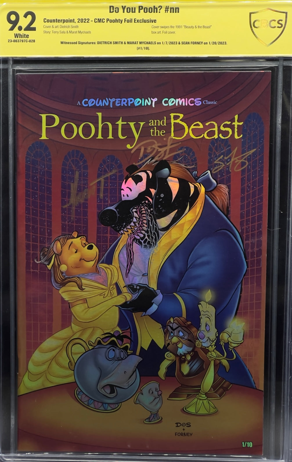 Do You Pooh? #nn CMC Poohty Foil Exclusive CBCS 9.2 Yellow Label~ Triple Signed!