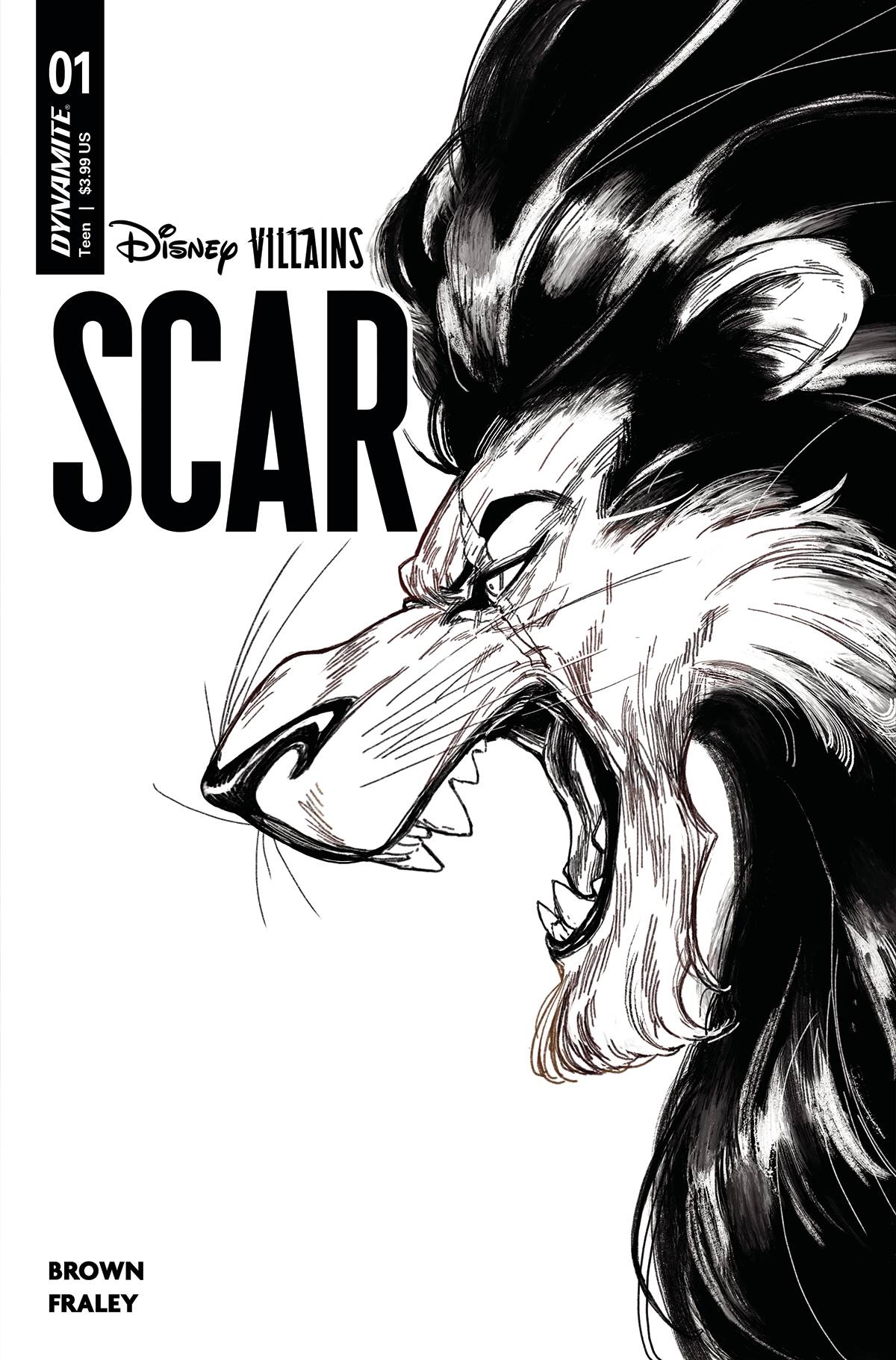 DISNEY VILLAINS SCAR #1 CVR I 15 COPY INCV LINDSAY B&W