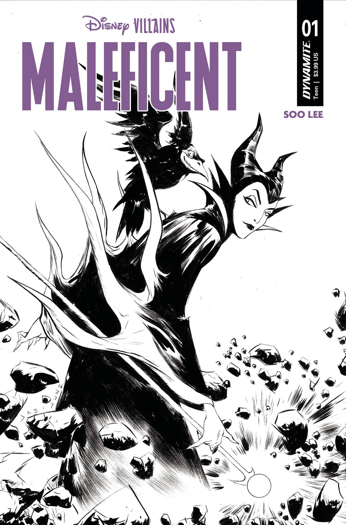 DISNEY VILLAINS MALEFICENT #1 CVR I 15 COPY INCV LEE B&W